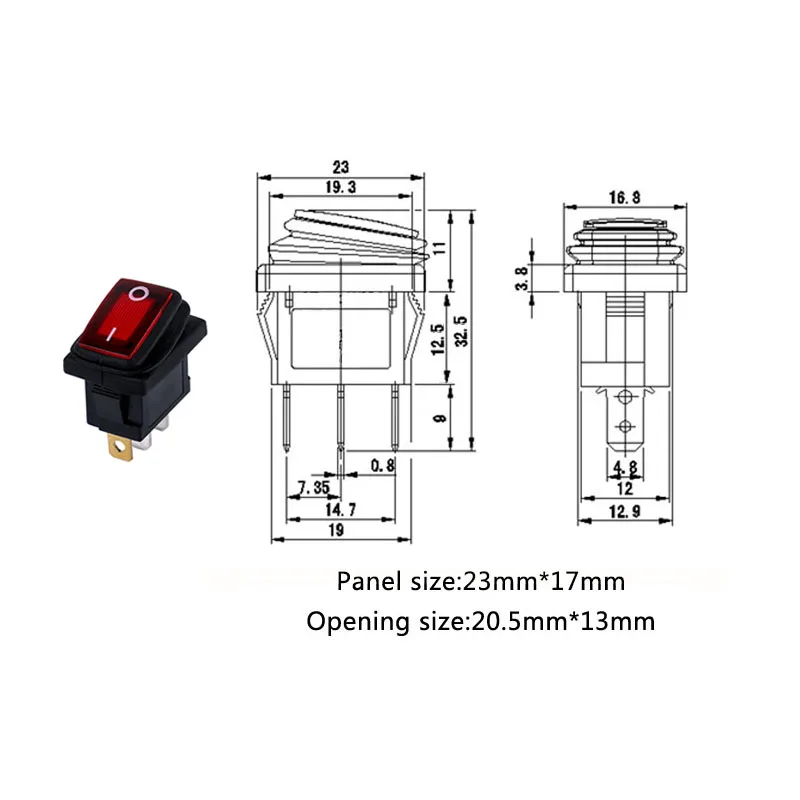 KCD1-101 Водонепроницаемый морской светодиодный кулисный переключатель 12V 24V 220V Светодиодный светильник на включение/выключение светильник ing 6A250VAC круглый тумблер