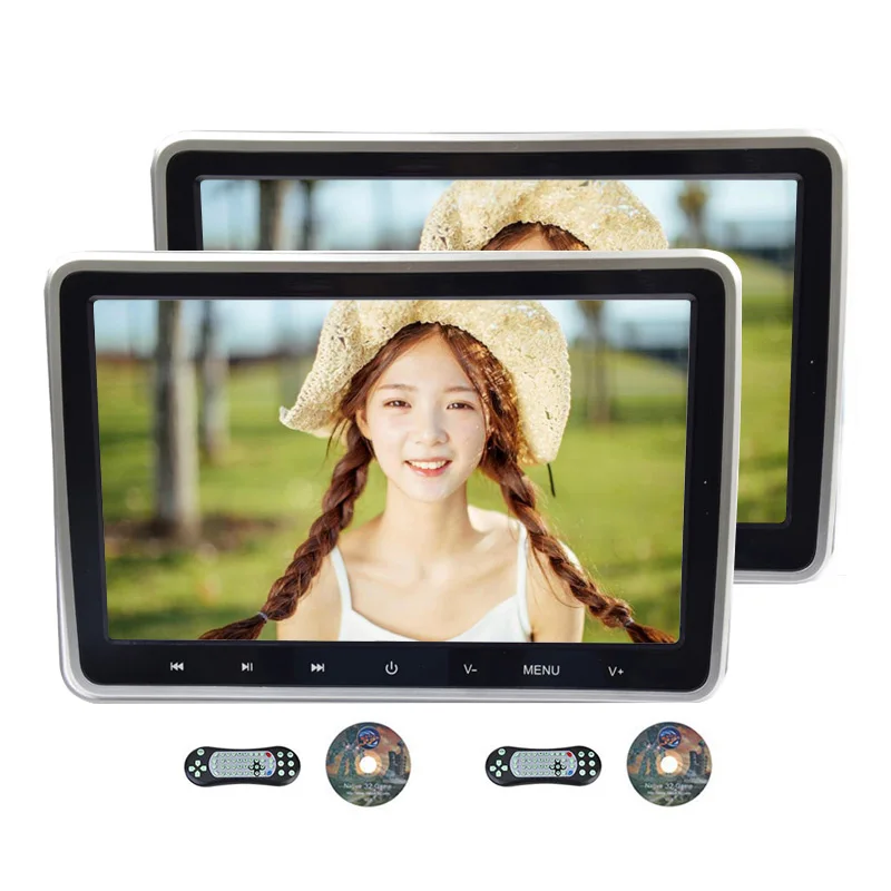 10 1 &quotподголовник автомобиля dvd плеер из 2 предметов мультимедиа MP4 MP5 видео