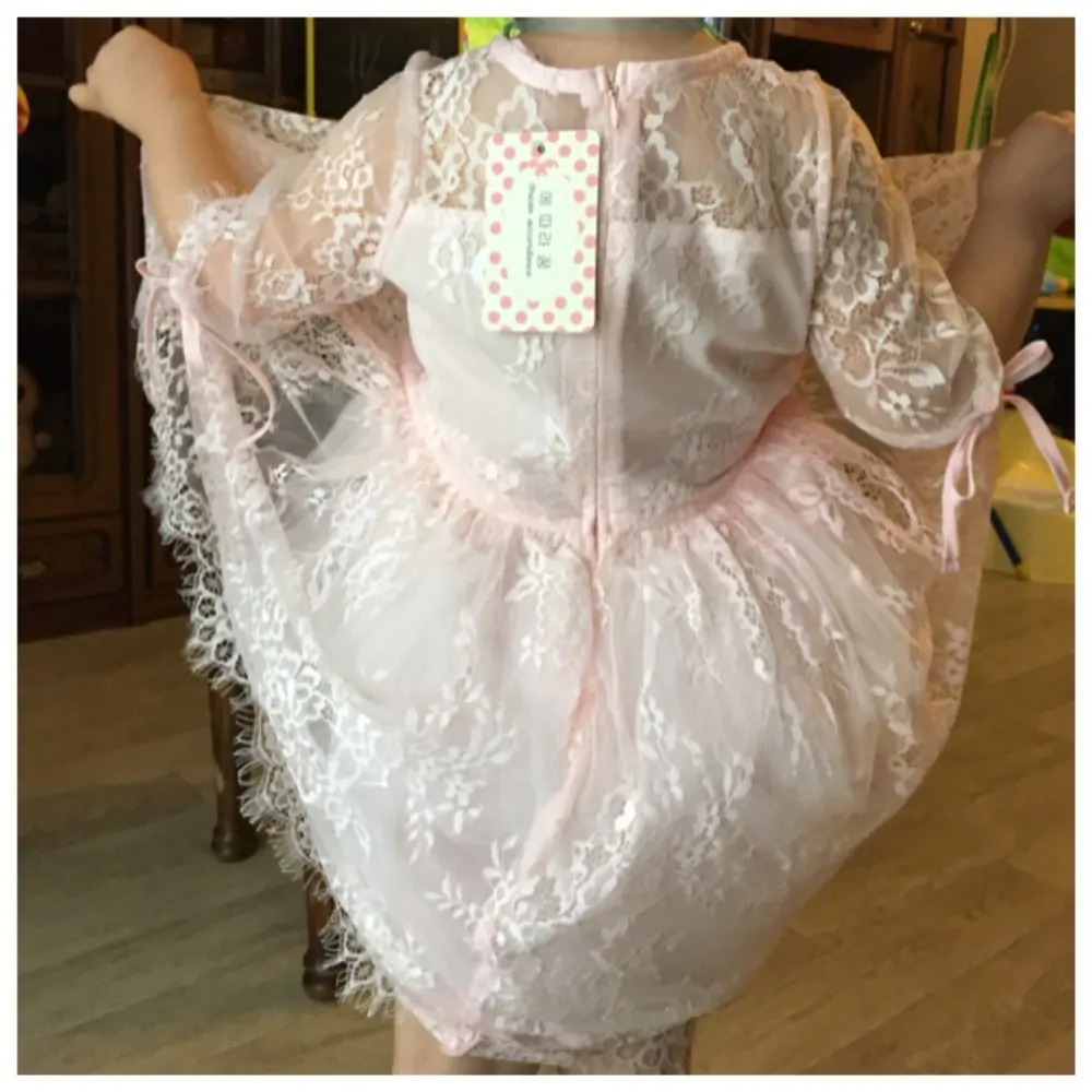 Princess 2017 Summer girls dress with sheer lace top tutu Korean style celebrity children kids clothes For Age 2-7T | Детская одежда и
