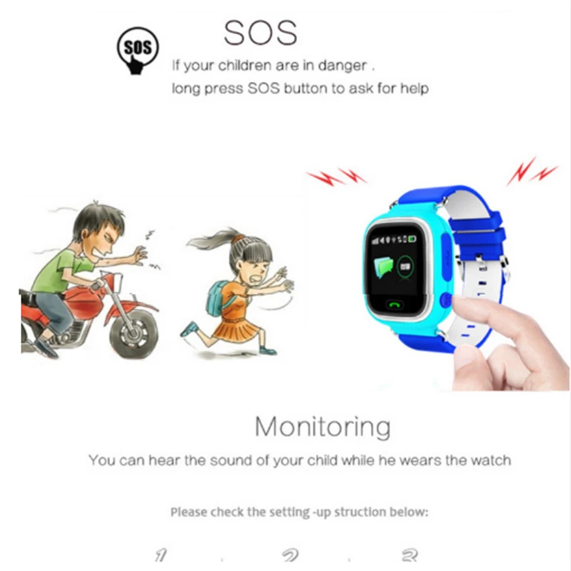 Смарт детские часы Q90 анти потеря GPS SOS позиционирование вызова телефон с 1 22