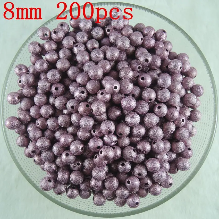 8mm purple 200pcs 4 мм 6 мм 8 мм 10 мм Фиолетовый покрытый акриловый Stardust разделитель бусин Матовый круглый свободные бусины DIY Accressories - Цвет: 8mm purple 200pcs