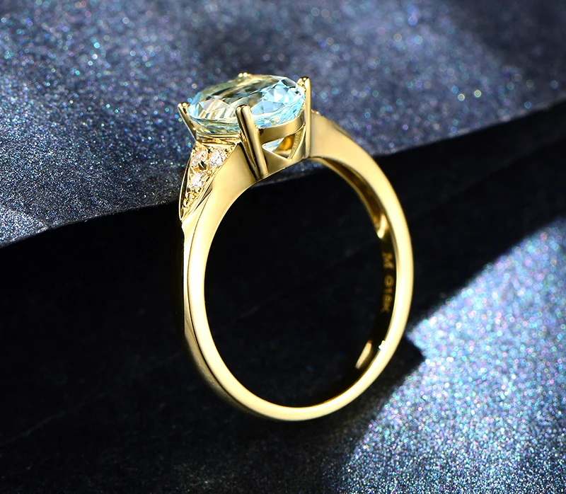 AINUOSHI, 3ct, овальная огранка, топаз, желтое золото, цветное кольцо, 925 пробы, серебро, натуральный голубой топаз, кольцо, хорошее обручальное кольцо для женщин