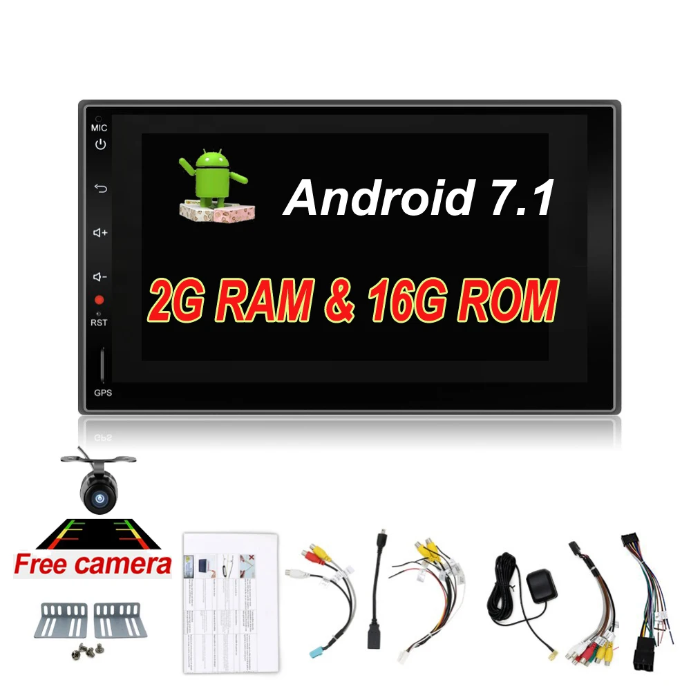 2din Android 7 1 Универсальный сенсорный автомобильный DVD ПК планшет двойной аудио
