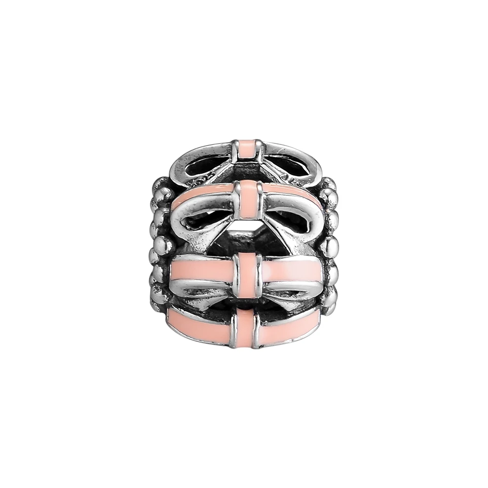 Красный CKK Fit Pandora Браслеты праздничный венок амулеты 925 оригинальные бусины из стерлингового серебра для бусина для изготовления украшений - Цвет: Красный
