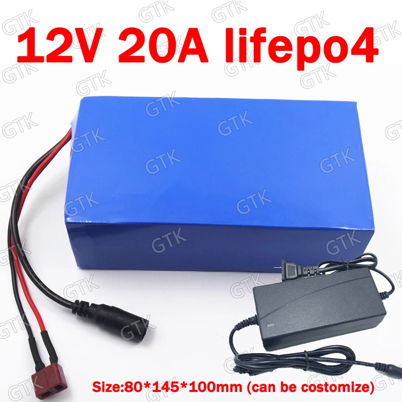 GTK Lifepo4 12 В 30ah батарея 12,8 В 20Ah 40Ah литиевая для 360 Вт ночной рынок светильник лампа рыболовное оборудование для мониторинга+ 5A зарядное устройство
