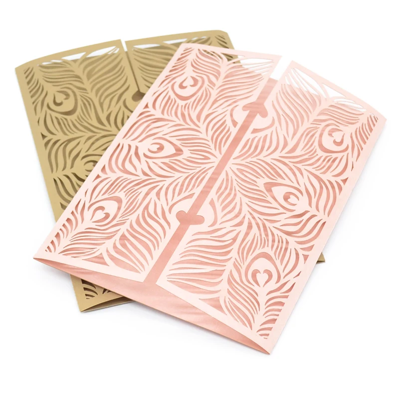 

elegant wedding invitation cards peacock feather style wedding birthday party supplies laser cut invitation card