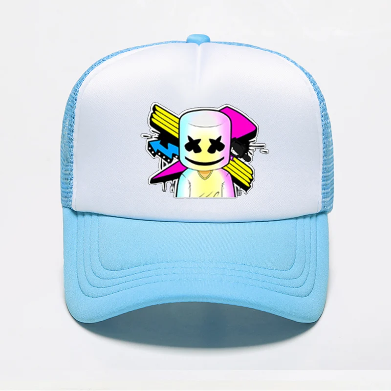 Мода Красочные Marshmello бейсбольная кепка с принтом Для женщин Для мужчин панк Кепка в стиле хип-хоп летние дышащие Регулируемый ошейник для собак Кепки дропшиппинг
