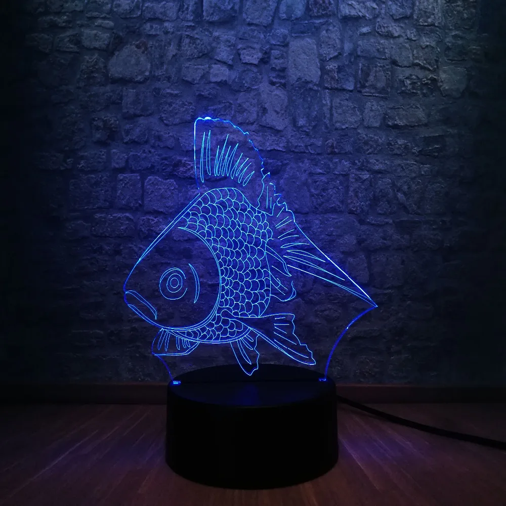 7 цветов Изменение 3D золотая рыбка USB Светодиодная лампа детский подарок на день