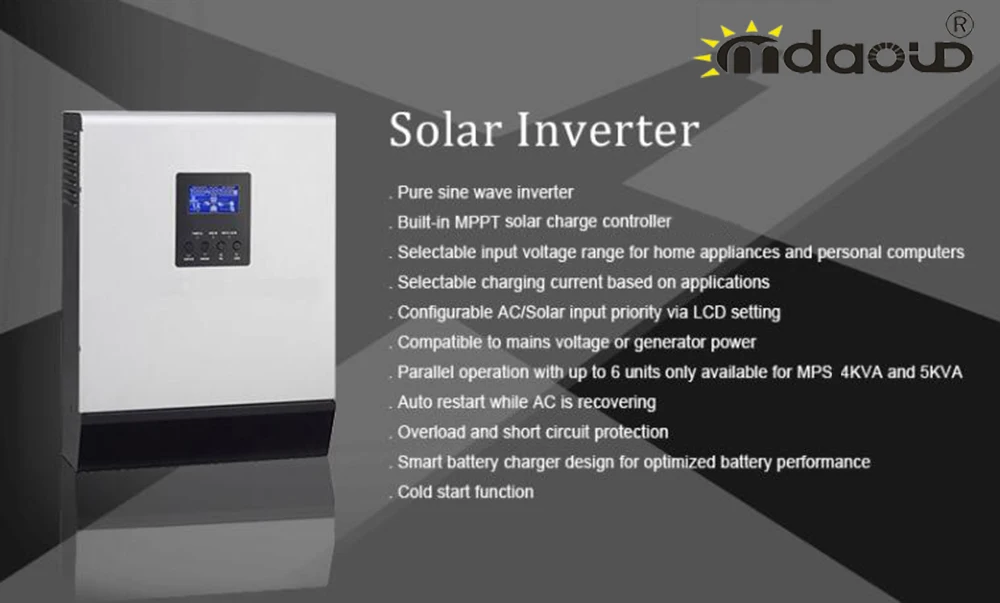 Гибридный солнечный инвертор mppt от сети солнечный инвертор 1kva 800w DC 12 v/24 V к AC 220 v/230 v Чистая синусоида/mppt Солнечное зарядное устройство