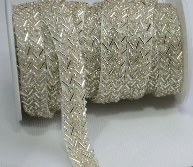 

Beaded Pearl Lace Edge Trim Wedding Bridal Dress Ribbon Belt Sash Sewing Craft