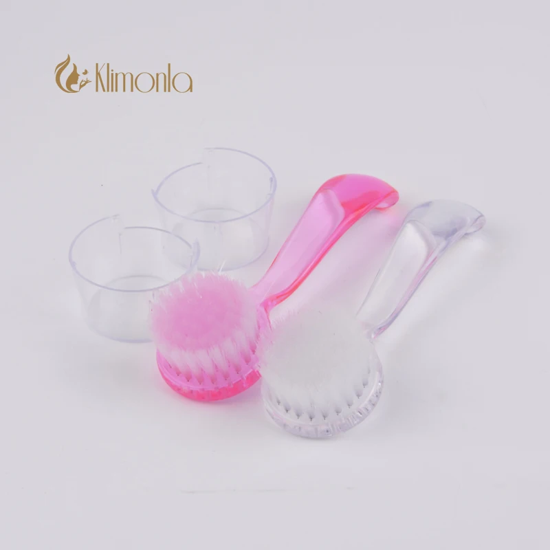 1pcs Professional Round Head With Handle Nail Brush Nail Dust Cleaning Tool Pink Transparent Soft Hair with Lid For Nail Beauty