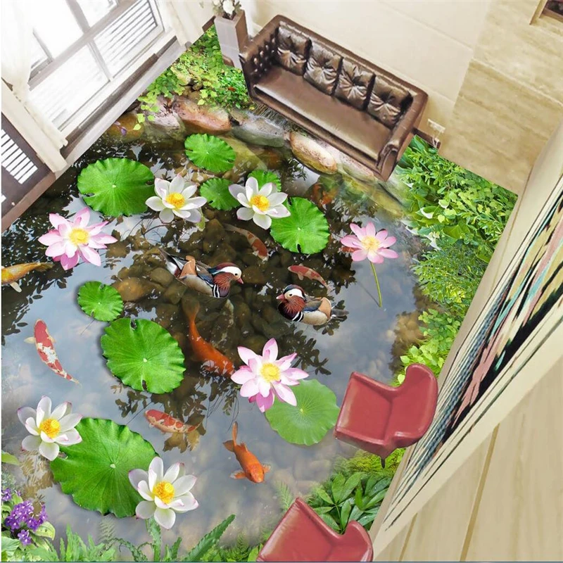 Пользовательские 3D обои для Пола ван бассейн воды Бибо там Пол виниловый пол