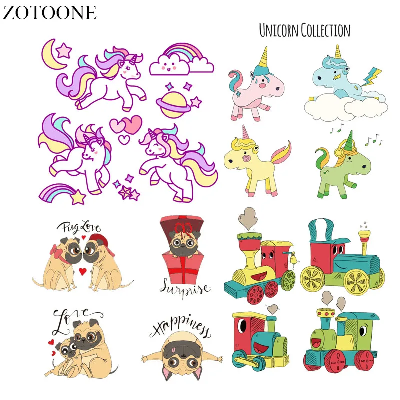 ZOTOONE мультфильм нашивки в виде животных набор теплопередачи винил для детей