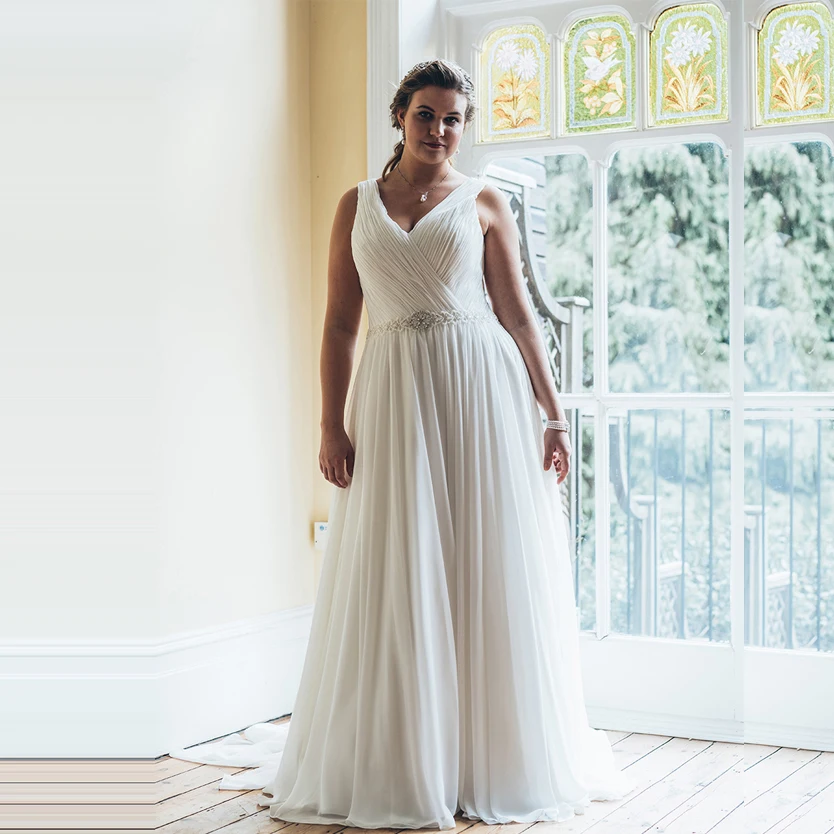 Элегантные шифоновые турецкие свадебные платья с v-образным вырезом свадебное