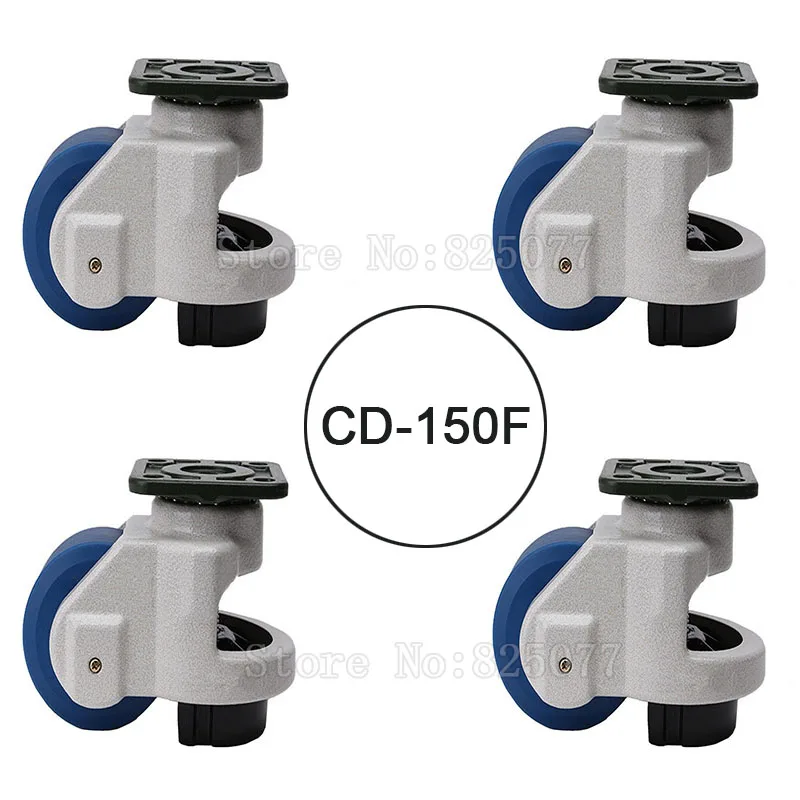 

4PCS CD-150F Load Bearing 1500kg/pcs Level Adjustment MC Nylon Wheel and Aluminum Pad Leveling Caster Industrial Casters JF1556