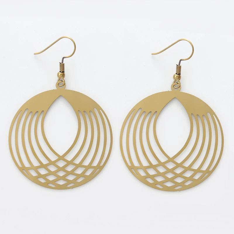 New arrival Stainless Steel Punk Style Colorful Hollow Round stripe Earrings For Women Girls Jewelry | Украшения и аксессуары