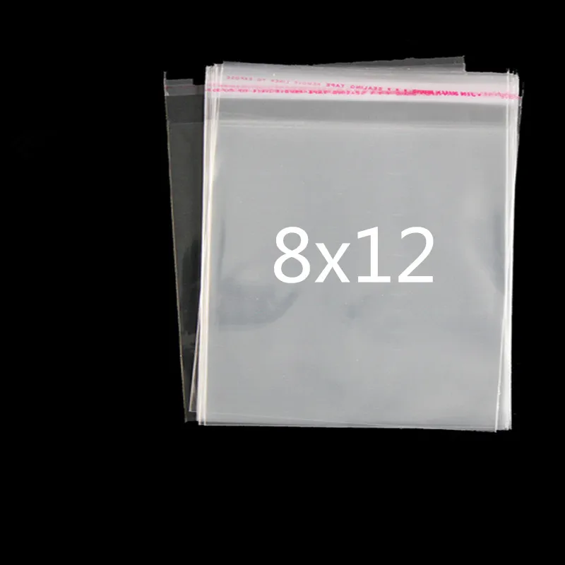 100 шт./лот 8x12 см прозрачный перезаправляемый целлофан/допп/полиэтиленовый пакет