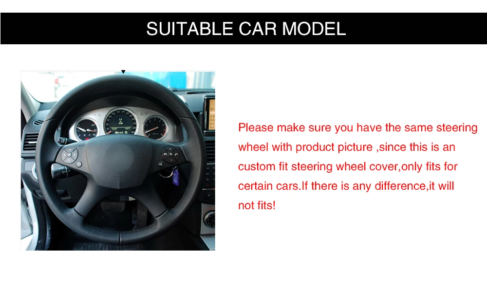 Черный PU Искусственная Кожа DIY автомобиля Руль Обложка для Mercedes Benz W204 C-Class 2007-2010 C280 C230 C180 C260 C200 C300
