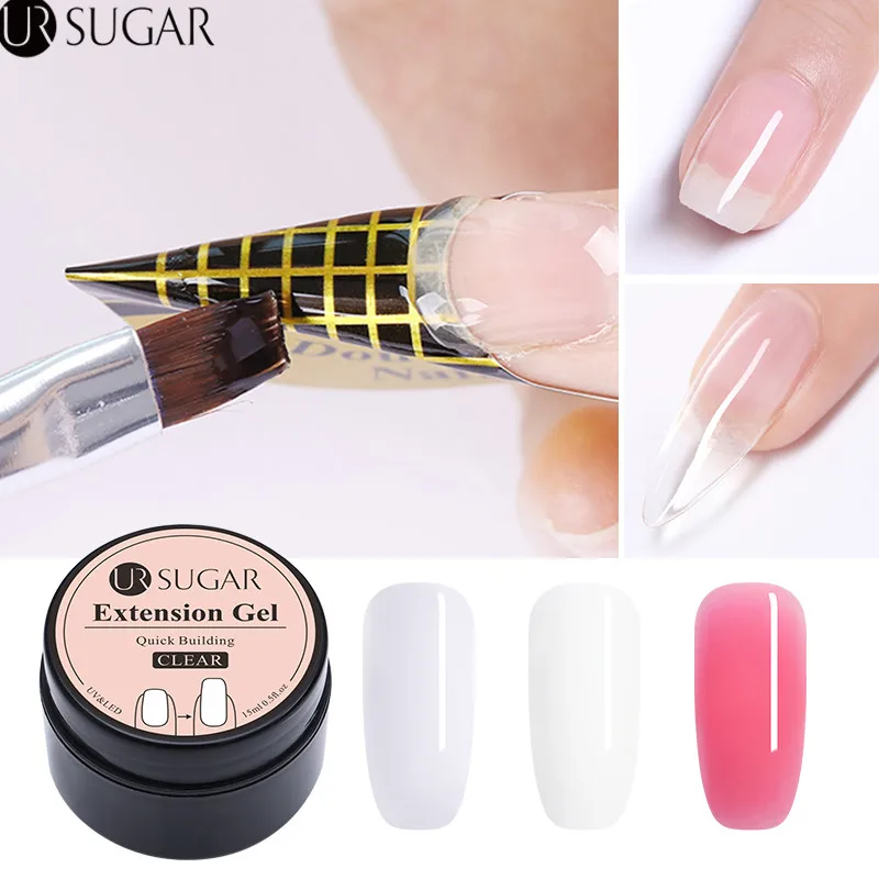 UR SUGAR 15 мл Быстрый Удлинительный УФ гель прозрачный белый розовый строитель Гель