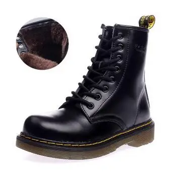 Paint black cotton Careaymade/Новинка года; зимняя женская обувь; ботинки из натуральной кожи в британском стиле; модные ботинки; 7 цветов на толстой подошве - Цвет: Paint black cotton