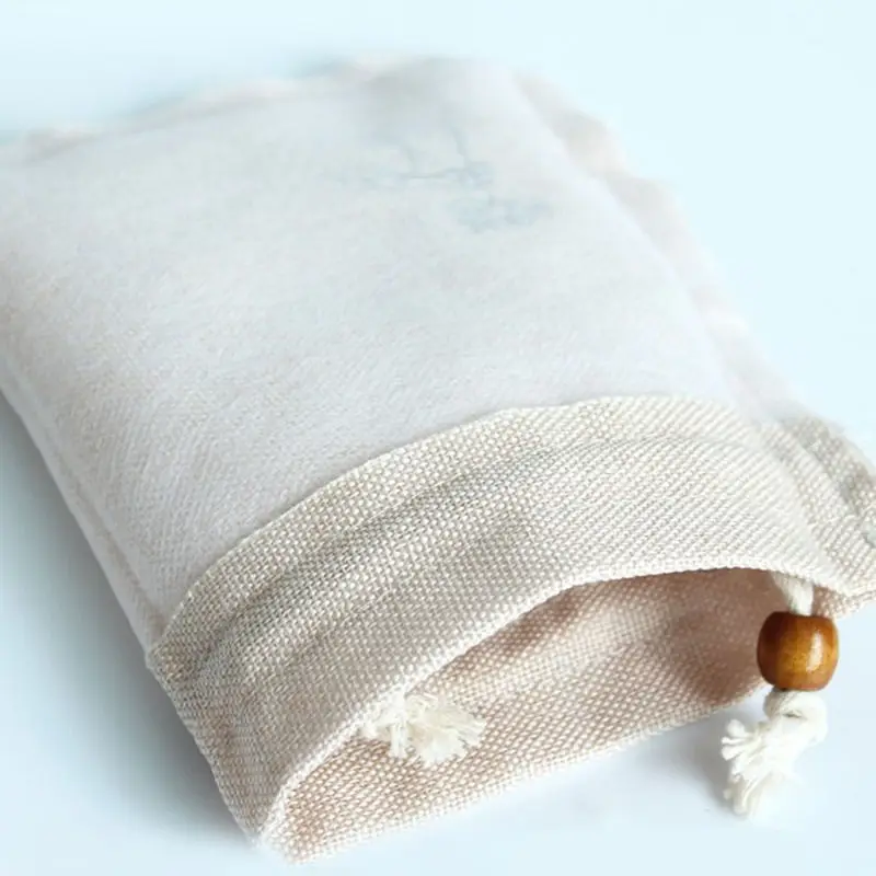 Лотос Лен Джутовая Ткань Подарочная сумка для хранения на шнурке Упаковка