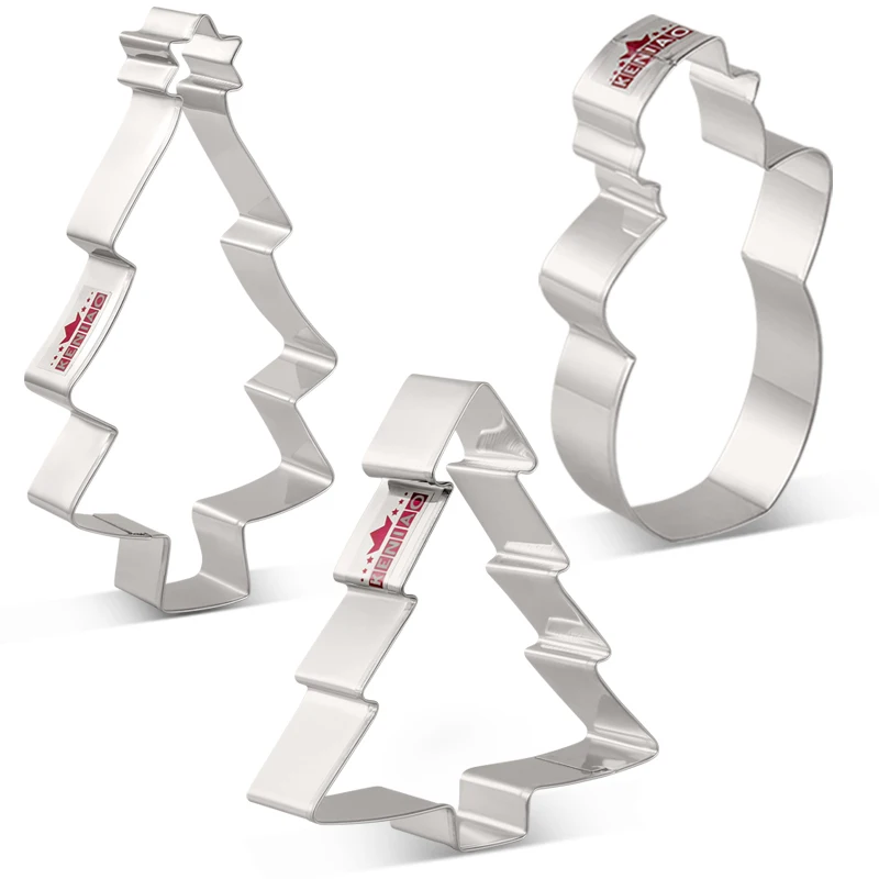 

KENIAO Christmas Tree and Snowman Cookie Cutter Set - 2 PC - Winter Biscuit Fondant Bread Sandwich Molds - Stainless Steel