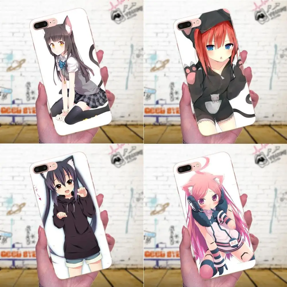 Мультфильм Аниме Kawaii Девушка кошка для LG Nexus 5 5X G2 G3 mini spirit G4 G5 G6 K4 K7 K8 K10 2017 V10 V20 V30