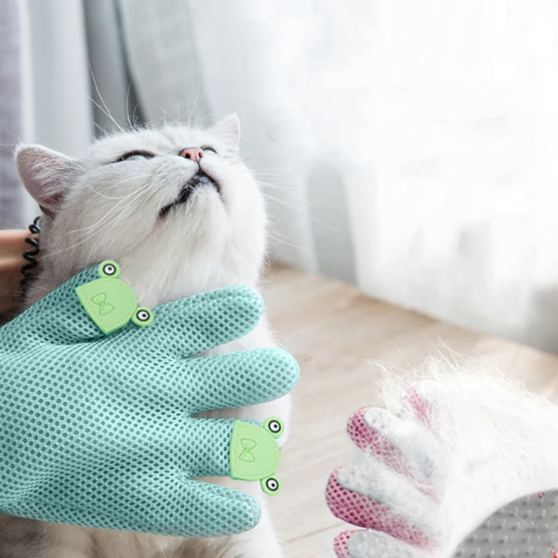 Собака Кошка Pet волос удаление перчатка щетка расческа силиконовые Deshedding