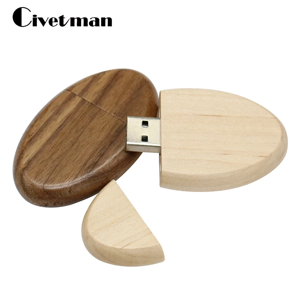 USB-флеш-накопитель овальной формы из орехового дерева 4 ГБ 8 16 32 64 USB 2 0
