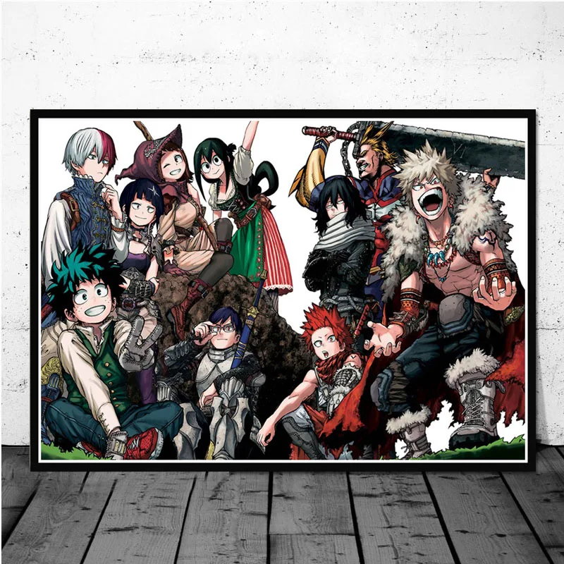 Плакатный принт Boku No Hero Academy Japan аниме, комикс фильм картина маслом картинка на холсте на стену картинки для гостиной домашний декор - Цвет: Многоцветный