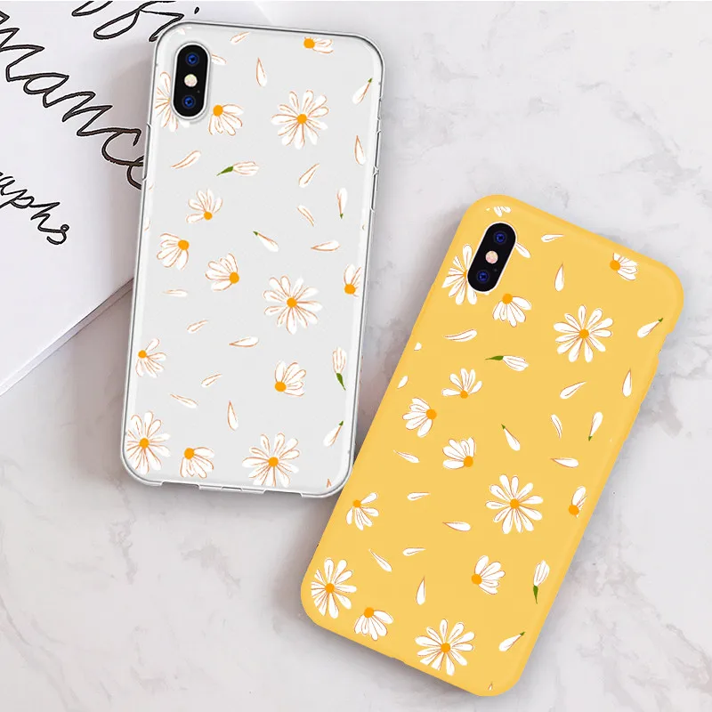 

Cute Flowers Daisy Phone Case For iphone 12 Mini 11 Pro Max XR 6s Plus Soft Silicone For Iphone 7 8 Plus SE 2020 Cover Iphone XS