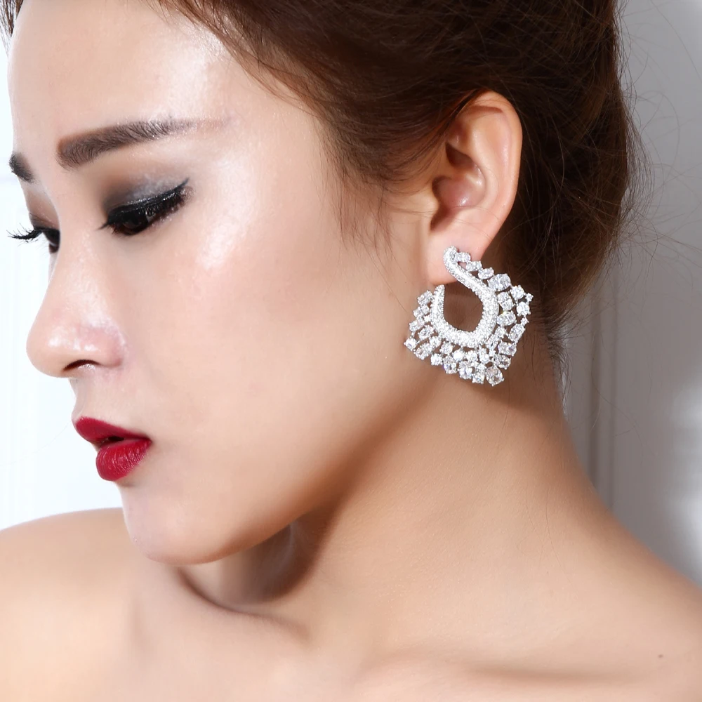 Абсолютно Великолепные серьги! Большие модные женские серьги из циркония