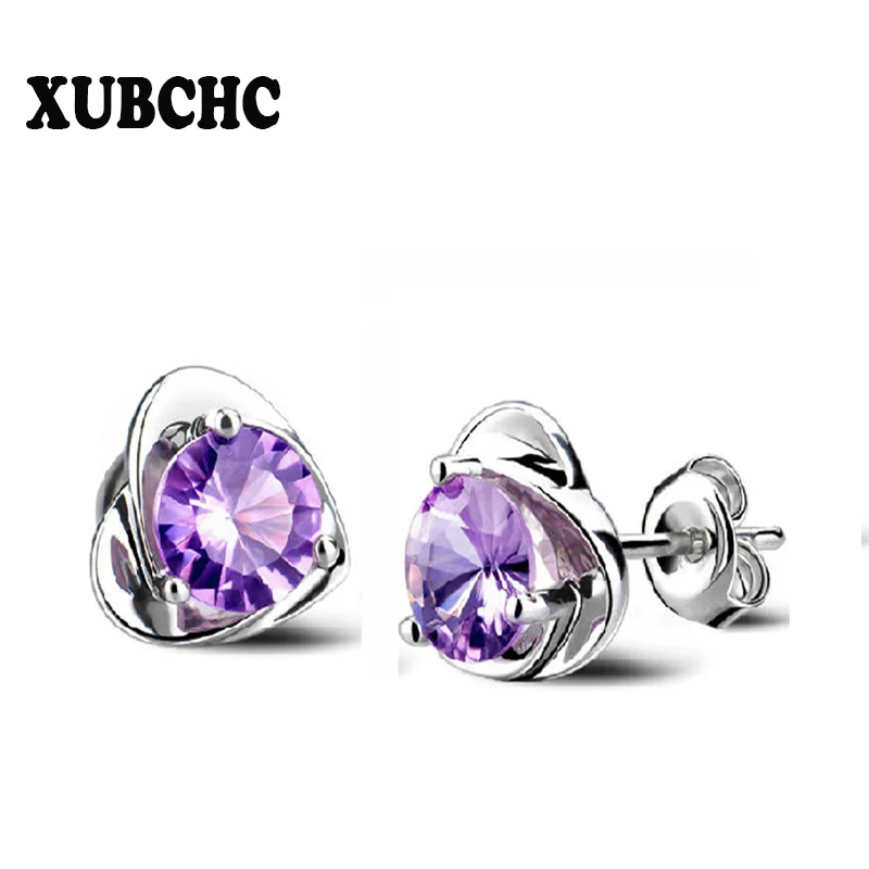 Серьги пусеты XUBCHC в Корейском стиле с розами 2 цвета циркониевые брендовые серьги