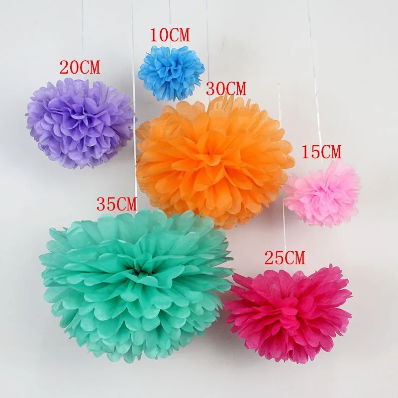 

5Pcs (35CM) Tissue Paper Flower Ball Pom Poms for Home Garden Romantic Wedding Birthday Wedding Party Car Decoration 22 Colors
