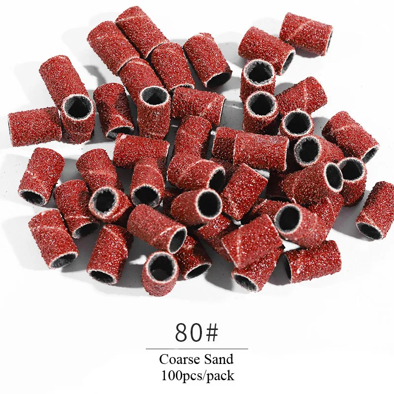 100pcs Brown Sanding Rings For Nail Polish Drill Grinding Manicure Electric Machine Bits Sandpaper Art Tool 80/120/180 | Красота и