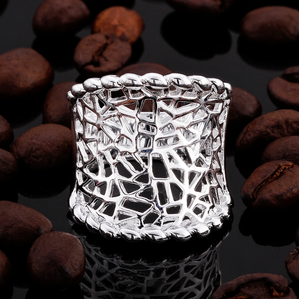 Топ с серебряным покрытием 925 кольца для Для женщин Модные украшения широкий