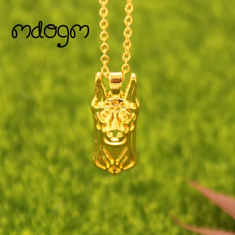 Необычная ожерелье добермана собака животное кулон Золотое серебряное покрытие