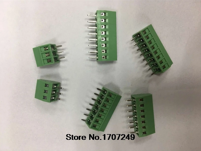 50PCS 2.54MM PITCH SPRING TERMINAL BLOCKS CONNECTOR 2/3/4/5/10-20P KF128 STRAIGHT PIN COPPER SCREW PCB TERMINALS RoHS