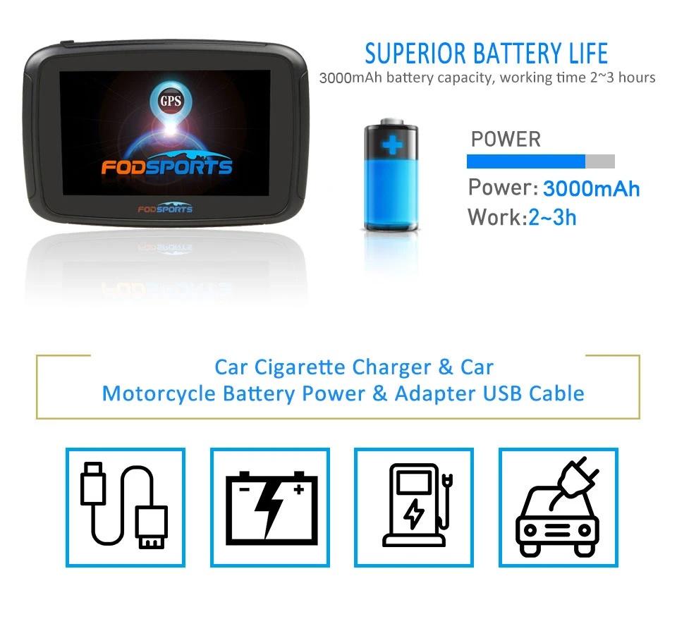 Fodsports ipx7 водонепроницаемый мотоцикл Навигация 5 дюймов автомобиль gps wifi 16G мотоцикл навигатор android 6,0 FM 3000 мАч батарея