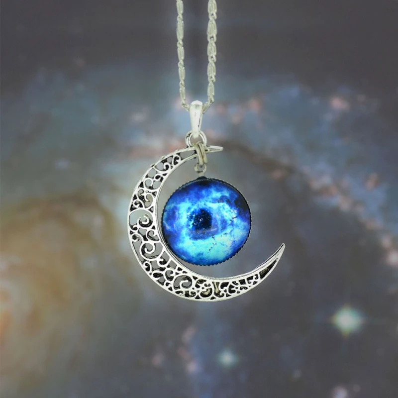 Автомобиль украшения в виде кристаллов Cosmic Star Moon время драгоценный камень кулон Цепочки и ожерелья высокого класса Игристые Свадебные украшения