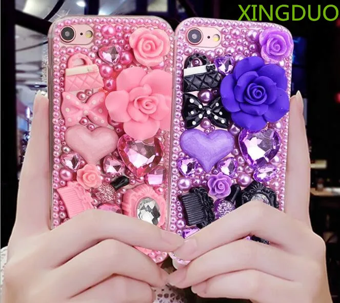 XINGDUO для iphone X 8 7 pus 6 s мягкий чехол с жемчугом роскошный модный Samsung Galaxy S6 S7 S8 Edge Plus