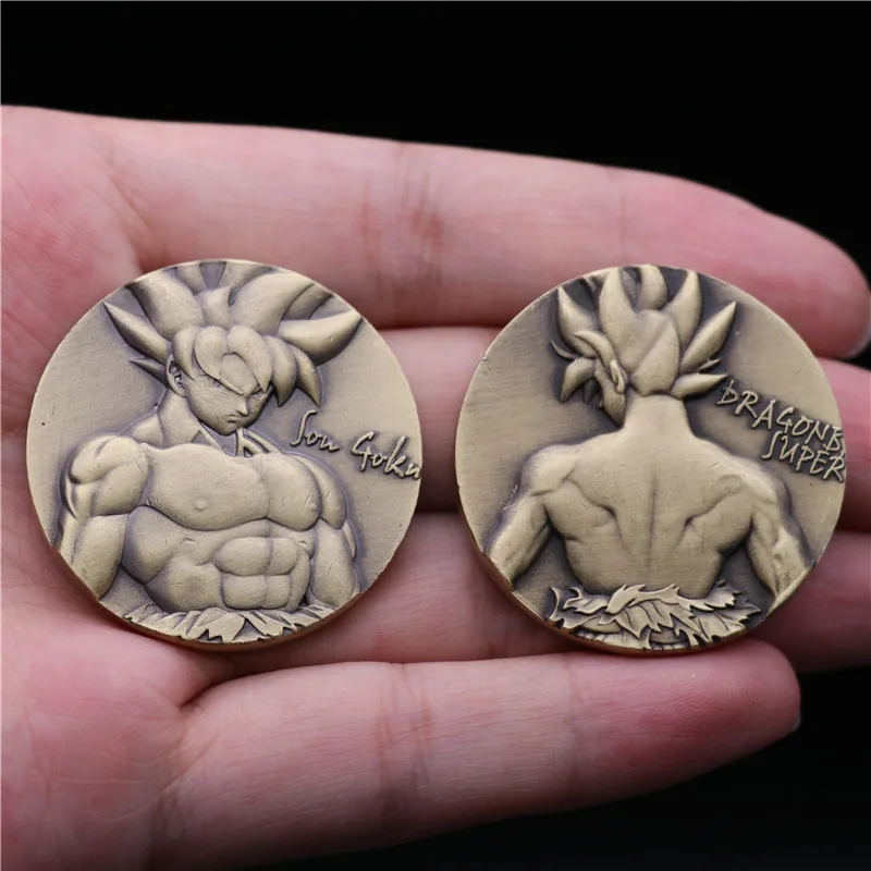 Goku Мультфильм Аниме Жемчуг дракона периферийный какаротто памятная монета косплей реквизит Сон Гоку Коллекция 3D металлические памятные монеты - Цвет: Goku