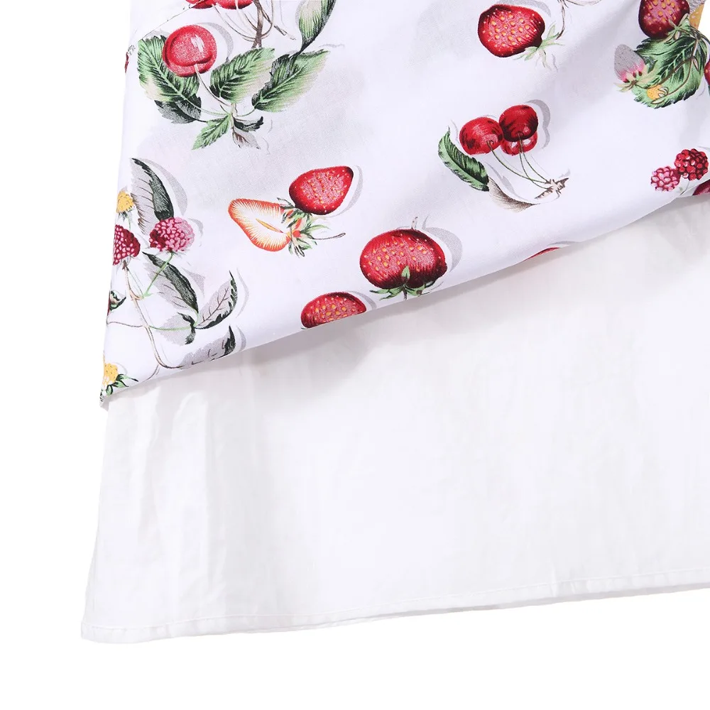 Малыша Девушки Платье Без Рукавов Мини Одежда Фрукты Печати Красный Белый