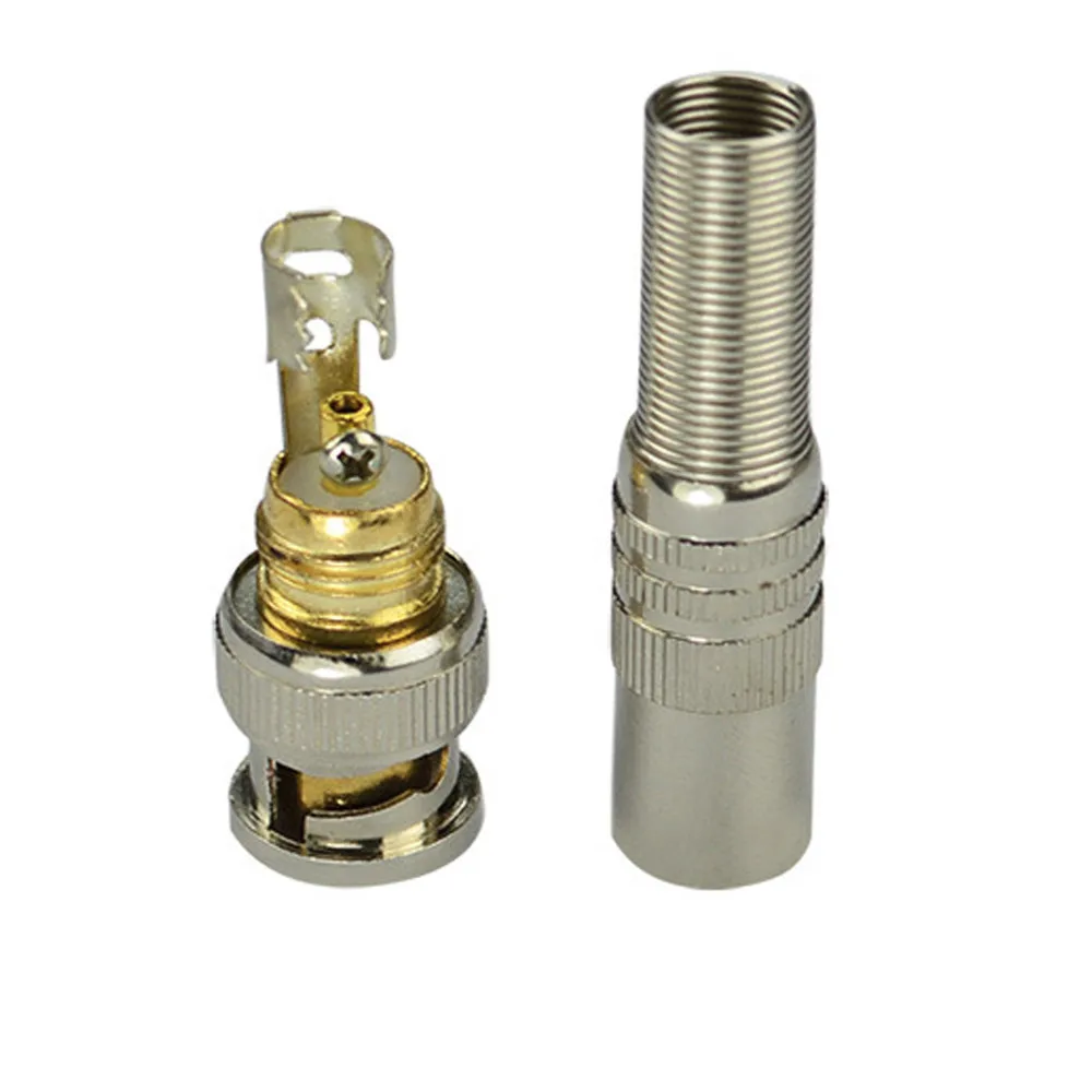 Hcvahdn 100 шт./лот разъем BNC-мужской для коаксиального кабеля RG-59 латунный конец с креплением шурупом коннектора CCTV камеры.