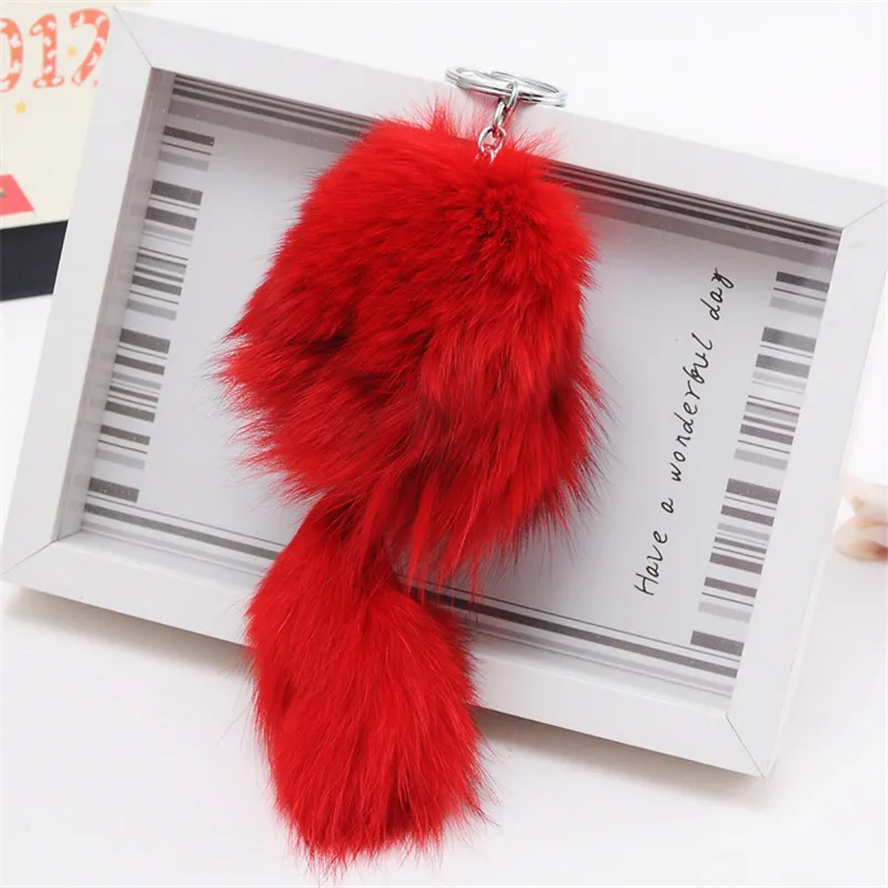 Брелок для ключей с помпоном из лисьего меха женская подвеска сумки брелок от