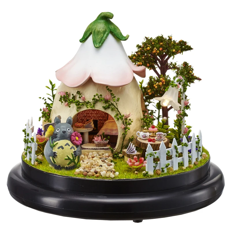 

DIY Cottages Music Box Valentine 's Day Gift To Girlfriend Handmade Cartoon LED House With Dust Cover Figurines Birthday Gift
