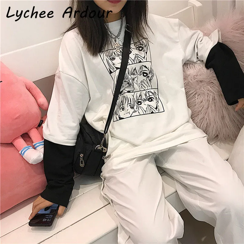 Lychee Ardour характер Лоскутная Толстовка с круглым вырезом и длинным рукавом