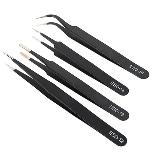 

4x tweezers pointed tweezers metal tweezers anatomically ESD 12-15