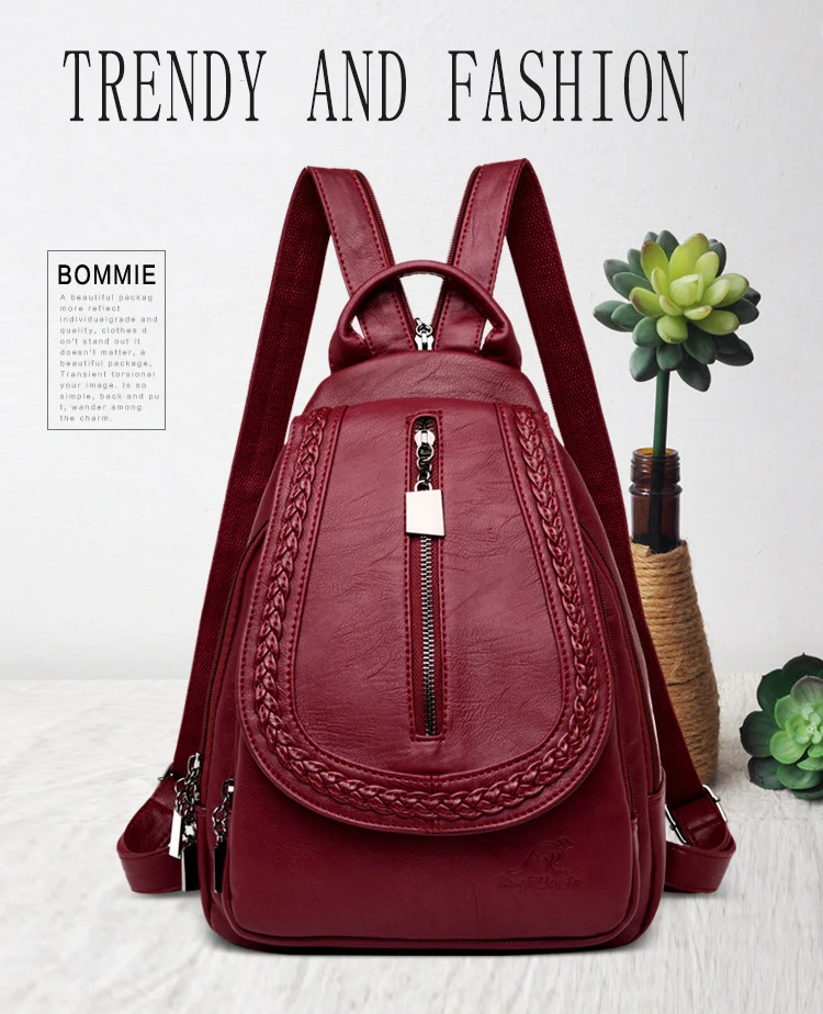 Women Leather Backpacks Classic Female Chest Bag Sac a Dos Travel Ladies Bagpack Mochilas School Bags For Trrnage Girls Preppy