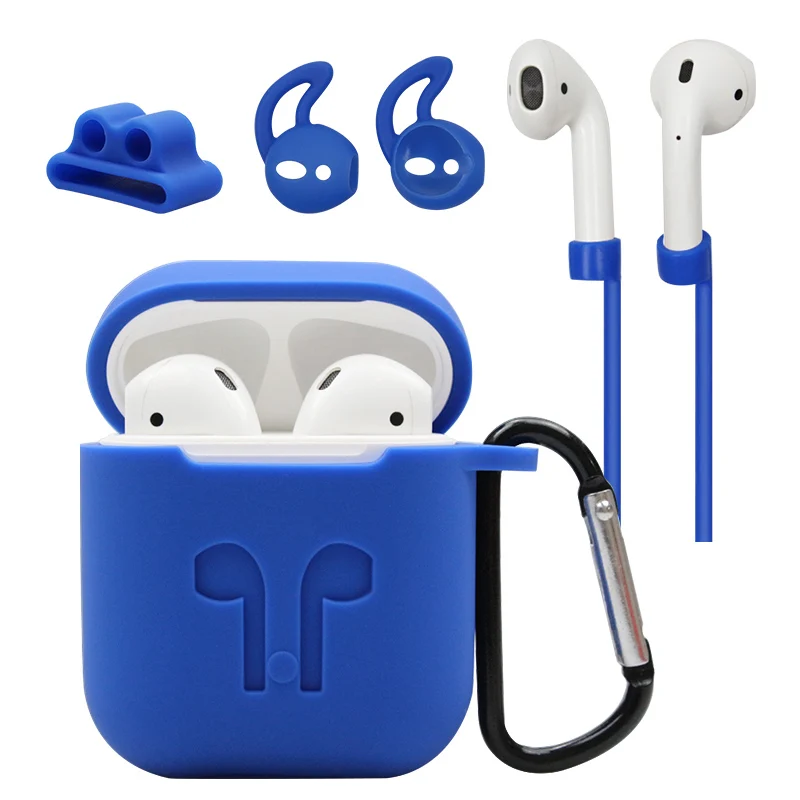Для Airpods футляр для наушников Силиконовый чехол и анти потерянный ремешок ушные крючки Apple AirPods упаковка из 5